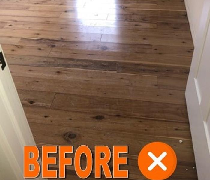 Wood flooring which has been affected by water is cupping.